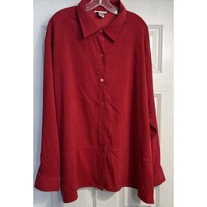 Allyson Whitmore Women's 3X Button Top Red Moleskin Blouse Career Secretary Flaw